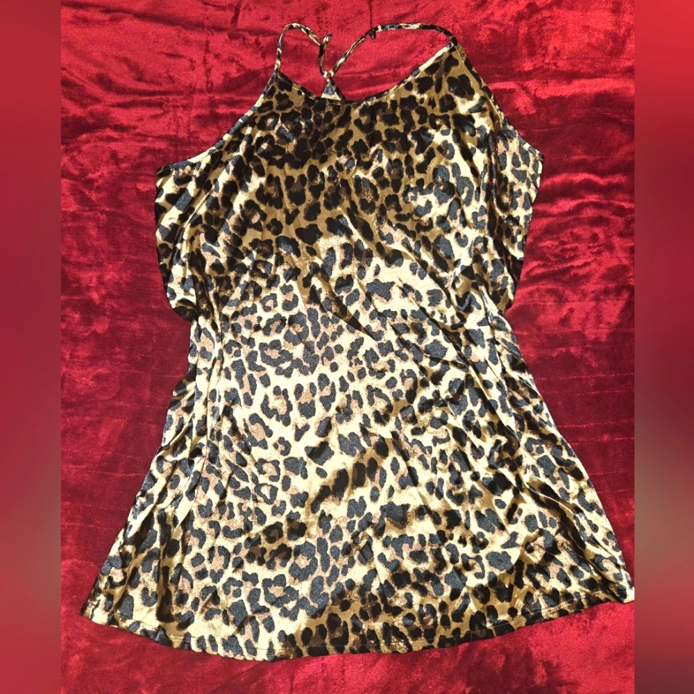 Leopard satin lingerie - slip size 3XL